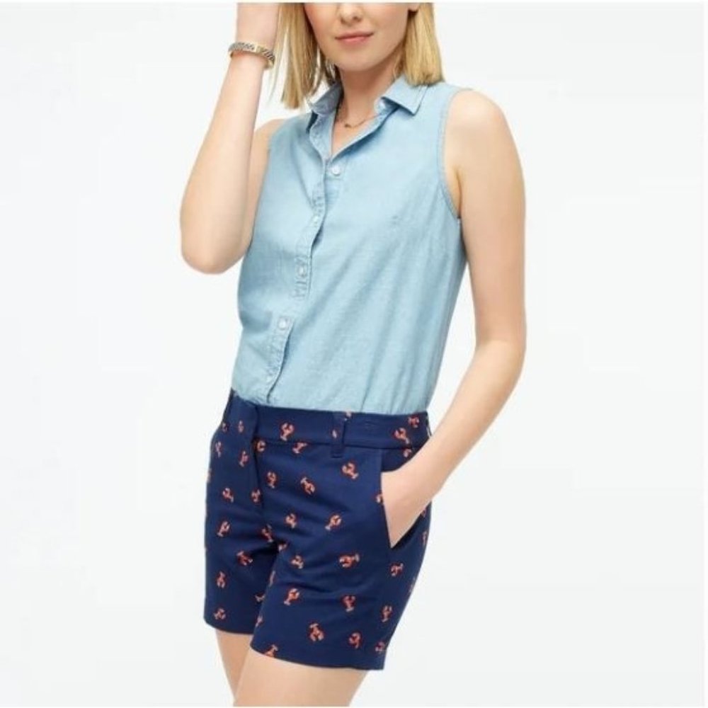 NWT J. Crew Women's Chino Lobster Print Cotton 5" Shorts - Size 14